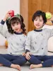 Roupas de Outono para Crianças e Calças Compridas, Conjuntos de Algodão Puro para Meninos, Íntimos Térmicos para Meninas, Suéteres de Algodão para Crianças Médias e Grandes, Pijamas para Crianças