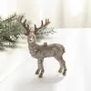 Polvo Adhesivo de Plástico Transfronterizo Colgante de Reno y Ciervo Decoraciones Navideñas Estilo Lujo Ligero Lazo