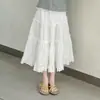 Conjunto de Roupas Infantis Coreanas para Meninas 2026 Verão Novo Patchwork de Renda Bordado Top Cor Sólida Versátil Conjunto de Saia