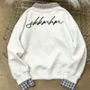 Sudadera de Retazos Estilo High Street Americano Falsa de Dos Piezas con Cuello Polo para Mujer, Otoño e Invierno 2025 Holgada Casual Básica