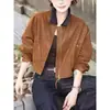 Chaqueta corta de cuero PU con bloques de color, para mujer, estilo nuevo otoño 2026, a la moda y adelgazante, adecuada para figuras petite