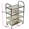 Carrito de comedor de tres capas de acero inoxidable 304 engrosado, carrito pequeño multifuncional, carrito de colección de platos comercial, carrito de entrega de alimentos con puerta