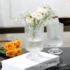 Estilo europeu ins vintage relevo alto vaso de vidro transparente alto sentido flores pequeno vaso enfeites de mesa atacado