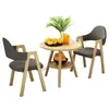 Mesa de chá e cadeiras para varanda, mesa e cadeiras simples para sala de jantar em casa, mesa redonda pequena de camada dupla, conjunto de mesa e cadeiras de lazer para loja de milk tea, mesa e cadeiras para reunião