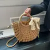 Bolso de Mujer Tejido a Mano con Lazo, Nuevo Bolso de Hombro Versátil Primavera/Verano, Bolso Cruzado de Gama Alta para Vacaciones en la Playa