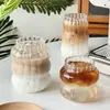 Vaso de Vidrio para Café con Popote, Vaso de Jugo de Alto Borosilicato, Vaso Nube, Vaso Espiral, Vaso Gordito para Bebidas Frías, Vaso para Té de Leche
