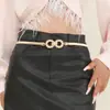 Nueva cadena de cintura de resorte metálico moda círculo hebilla de cadena de cintura metálica cinturón delgado elástico sello de cintura para cortavientos venta al por mayor