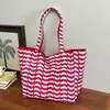 Bolsa Grande Versátil Estilo Coreano Estilo Perezoso de Nailon a Cuadros Frescos Doble Cara Bolsa Tote Dulce Estampada para Mujer