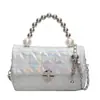 Bolsa Quadrada Pequena de Mão com Pedrarias, Elegante e de Alto Padrão para Mulheres, Popular Estilo Pequeno e Perfumado 2025, Bolsa Transversal com Corrente Acolchoada