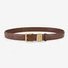 Cinturón de Cuero de Diseño Exclusivo para Mujer, Hebilla Dorada Texturizada, Estilo Retro Ins, Sencillo y Versátil, para Jeans, Cinturón de Mujer
