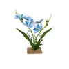 Nuevo Macetero Cuadrado de Piedra Blanca con 2 Tenedores y 5 Orquídeas Mariposa, Planta en Maceta para Decoración de Sala de Estar Balcón en Casa, Bonsái de Flor Artificial