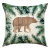 Funda de almohada con estampado de alce, oso y plantas de dibujos animados transfronteriza, poliéster estampado, decoración navideña, funda para cojín de sofá de sala de estar, funda de almohada