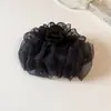 Pinza para el pelo de malla dulce plisada doble cara nube parte trasera de la cabeza accesorio para el pelo dulce de lunares pinza de tiburón fresca de alta gama