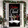Cubierta de Puerta de Tela Elástica Cubierta de Puerta de Navidad Alegre Transfronteriza Tapiz Fondo de Tela de Regalo de Papá Noel para Fiesta Festiva