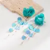 Pendientes Largos con Colgante Floral y Borla Hechos a Mano de Color Sólido Estilo Europeo y Americano He Ming Accessories, Accesorios Versátiles y Elegantes Estilo Vacaciones para Mujer