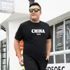 Camiseta masculina de algodão puro com manga curta, corte solto, tamanho extra grande para homens gordos, top moderno