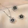 Collar para Mujer, Colgante de Diseño Novedoso de Camelia de Circonita de Moda, Elegante Collar de Acero de Titanio con Juego de Flores