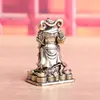 Latão Puro Deus da Riqueza Zhao Gongming Deus da Riqueza Objetos Antigos Retrô Decoração de Casa Desktop Animal de Estimação de Chá Artesanato Enfeites