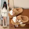Tt cálidas y acogedoras pantuflas peludas con lazo para mujer, estilo 2026, de suela gruesa, que aumentan la altura, nuevas pantuflas de algodón para exteriores