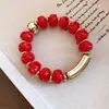 Pulsera Elástica de Cuentas Redondas Acrílicas Transfronteriza Europea y Americana Moda Sencilla Anillo de Mano para Viajes Diarios Joyería de Mano de Lujo Ligero Sensación de Alta Gama