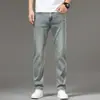 Calça jeans fina de Tencel de alta qualidade para o verão masculino, corte reto solto, calça casual stretch vintage da moda