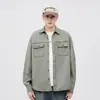 Ropa para Hombre Fengshe / Nueva Chaqueta con Cuello Solapa Otoño-Invierno Camisa de Trabajo de Algodón Puro Estilo Japonés Tendencia Camisa de Manga Larga para Hombre