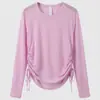 Ropa Deportiva Transpirable Ligera Transfronteriza con Cintura Ajustable con Cordón, Cubierta de Yoga de Manga Larga con Cuello Redondo, Prenda Exterior Deportiva Adelgazante