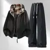 Traje Casual con Capucha 2026 para Hombres y Mujeres, Conjunto de Dos Piezas de Chaqueta y Pantalones de Moda Americana Holgada para Primavera y Otoño, Sudadera de Marca de Moda