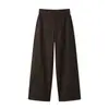 Calça casual feminina de cintura alta, cintura elástica tridimensional com fenda, perna curva, bom caimento, resistente a rugas, modeladora, cobre os quadris, esconde a gordura, tecido liso, perna ligeiramente larga