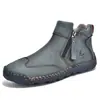 Zapatos para Hombre Populares de Talla Grande Transfronterizos, Zapatos Casuales para Exteriores, Zapatos Planos sin Cordones con Costuras Hechas a Mano, Botas Martin con Cremallera, Botines