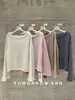 TOMORROWANN Top Asimétrico de Hombro de Mohair Suelto, Suéter de Punto Relajado y Adelgazante 13096