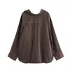 Comercio Exterior Otoño 2024 Nueva Camisa Top Largo Moda Holgado Casual Bolsillo Rayado 3067106