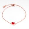 Ano de nascimento tornozeleira de coração vermelho pequeno tornozeleira de coração pêssego feminina sexy sorte ouro rosa 18K joia para pé que não desbota