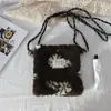 Bolso Cruzado de Felpa Estampado para Otoño e Invierno, Bolso Portátil para Teléfono Móvil para Salir, Bolso de Almacenamiento Grande para Artículos Varios, Bolso de Hombro de Nicho