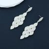 Pendientes de cadena con garra de diamante cuadrilátero para mujer, con forma de hoja, llenos de diamantes de imitación, comercio transfronterizo europeo y americano, a la moda