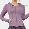 Casaco de roupas de ioga feminino com bolso com zíper slim-fit com capuz Top esportivo ao ar livre Corrida ao ar livre Treinamento Roupas de ginástica com capuz