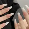 Unhas Portáteis Transfronteiriças, Unhas Postiças Portáteis Simples de Cor Sólida Degradê, Unhas Portáteis Prontas, Adesivos de Unha Portáteis Estilo Longo
