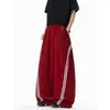 Calça de moletom listrada color block baggy estilo retrô americano para homens, calças de verão largas e fluidas, calças esportivas casuais soltas