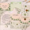Set de papelería artística de color verde fresco (membrete y sobre) y tarjetas de felicitación de bendición escritas a mano con mariposas y flores de alto valor para premios de estudiantes