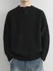 Suéter henley de algodón puro de alta gama para hombre, otoño e invierno, holgado, simple, casual, estilo old money, tejido base engrosado