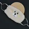 Máscara de Inverno com Urso de Pelúcia, Ajustável, Espessada e Quente, Bordada, Máscara Fofa de Pelúcia, À Prova de Vento e Frio