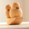 Adornos de madera de patito para pareja, decoración de escritorio para recepción de hotel, artesanías de madera maciza de patito amarillo.