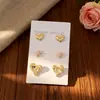 Elegante y Único Set de Aretes de Tachuela Estrella de Mar con Lazo para Mujer, Aretes de Corazón Dulce Estilo Ins, Aretes de Corazón con Goteo de Aceite Modernos