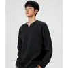 Camiseta masculina de manga comprida com gola V texturizada estilo americano, corte ajustado, camiseta básica casual, gola redonda, blusa interna folgada para o outono