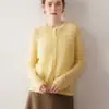 Cárdigan de Punto 100% Cachemira Pura Otoño Invierno Manga Larga para Mujer Cuello Redondo Suéter de Moda