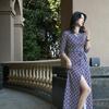 Vestido Estilo Coreano Estilo Celebridade, Vestido Longo com Decote V e Cintura de Amarração, Vestido Envelope Estampado Pg Dvf, Novo Modelo de Verão 2025