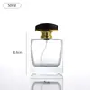 Botella de Perfume Transparente de Fondo Grueso de Alta Gama Creativa 50ml Botella de Relleno Cosmético Botella de Vidrio con Atomizador Fino para Perfume