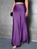 2026 Amazon Europeu e Americano Transfronteiriço Moda Feminina Elegante Cintura Alta Feminina Cor Sólida Extra Longo Cetim Cauda de Peixe Saia Outono e Inverno