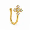 Piercing de nariz em U sem furo, europeu e americano, de moda, para uso transfronteiriço, argola de nariz sem furo, clipe de nariz de cobre requintado com zircônia, produto de piercing para comércio exterior