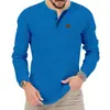 Camiseta Casual Masculina de Waffle Cor Sólida para Uso Externo, Gola Redonda, Manga Curta, Botões, Estilo Europeu e Americano Novo, Transfronteiriço, Camisa Polo